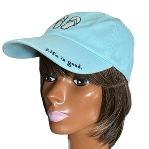 Life is Good Flip Flops Vintage Chill Cap Beach Blue